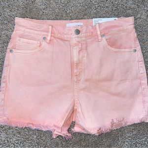 Made and Loved Loft Cut Off Frayed Fringe Raw Hem Jeans Peach Shorts Size 28/6